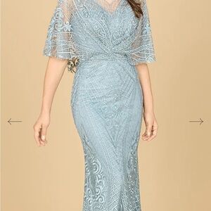 LARA Elegant Sky Blue Lace Maxi Dress, Size 20